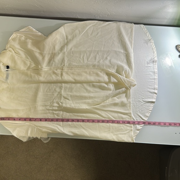 H by Halston cream chiffon drape twist front blouse size L - Picture 10 of 10